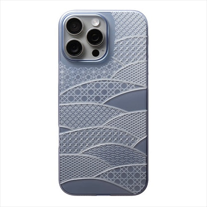 【Web限定】Air Jacket "kiriko" for iPhone 16 Pro Max 千代柄（扇）(クリアネイビー)