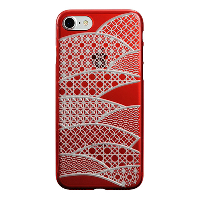 【Web限定】AIR JACKET ”kiriko” for iPhone8/7 千代柄・扇(紅)