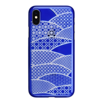 【Web限定】AIR JACKET ”kiriko” for iPhone X 千代柄・扇 (瑠璃)