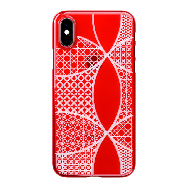 【Web限定】Air Jacket “kiriko” for iPhone XS 千代柄 (七宝) 紅