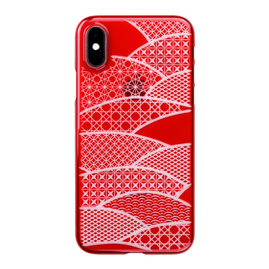 【Web限定】Air Jacket “kiriko” for iPhone XS 千代柄 (扇) 紅