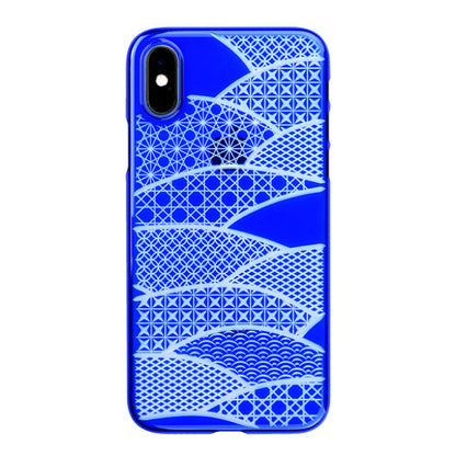 【Web限定】Air Jacket “kiriko” for iPhone XS 千代柄 (扇) 瑠璃