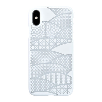 【Web限定】Air Jacket “kiriko” for iPhone XS 千代柄 (扇) ピュアホワイト