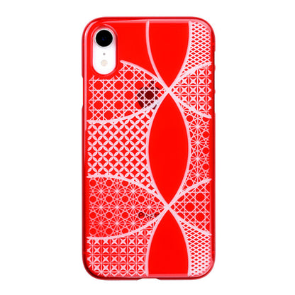 【Web限定】Air Jacket “kiriko” for iPhone XR 千代柄 (七宝) 紅