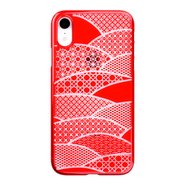 【Web限定】Air Jacket “kiriko” for iPhone XR 千代柄 (扇) 紅