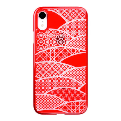 【Web限定】Air Jacket “kiriko” for iPhone XR 千代柄 (扇) 紅