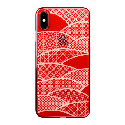 【Web限定】Air Jacket “kiriko” for iPhone XS Max 千代柄 (扇) 紅