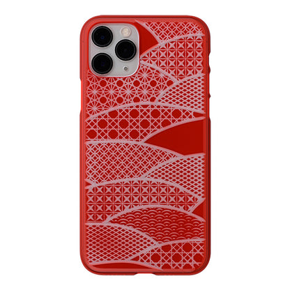 【Web限定】Air Jacket “kiriko” for iPhone11 Pro 千代柄(扇) (紅)