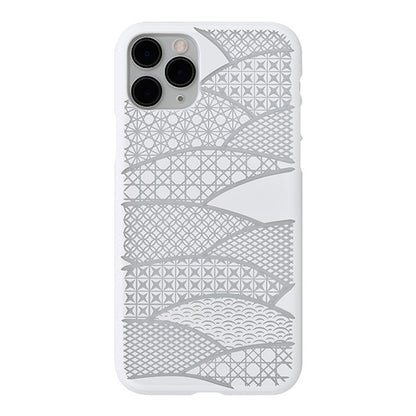 【Web限定】Air Jacket “kiriko” for iPhone11 Pro 千代柄(扇) (ピュアホワイト)