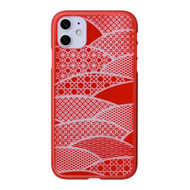 【Web限定】Air Jacket “kiriko” for iPhone11 千代柄(扇) (紅)