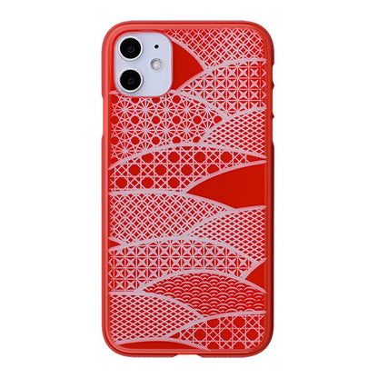 【Web限定】Air Jacket “kiriko” for iPhone11 千代柄(扇) (紅)