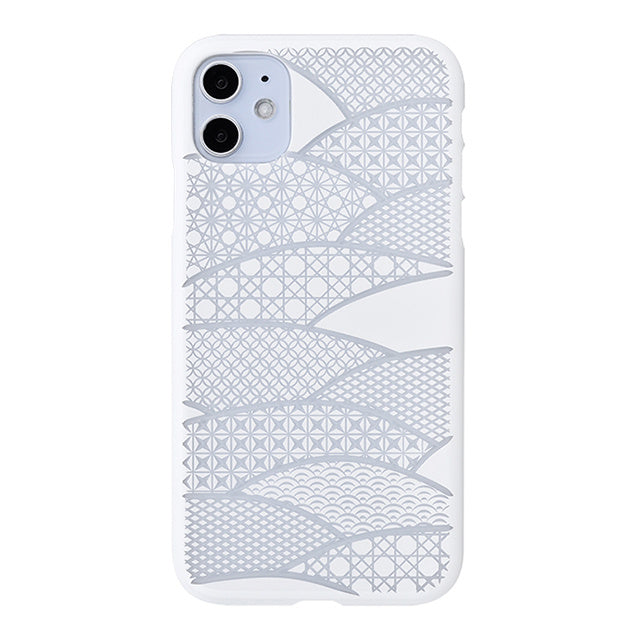 【Web限定】Air Jacket “kiriko” for iPhone11 千代柄(扇) (ピュアホワイト)