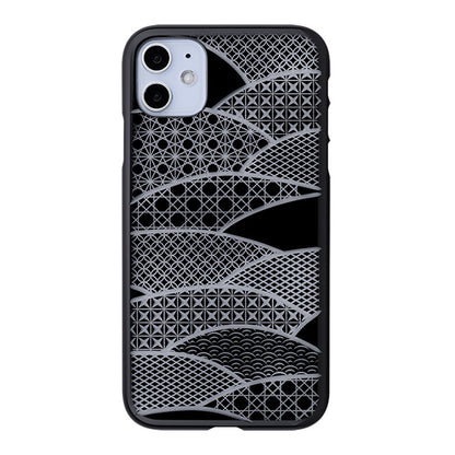 【Web限定】Air Jacket “kiriko” for iPhone11 千代柄(扇) (ピアノブラック)