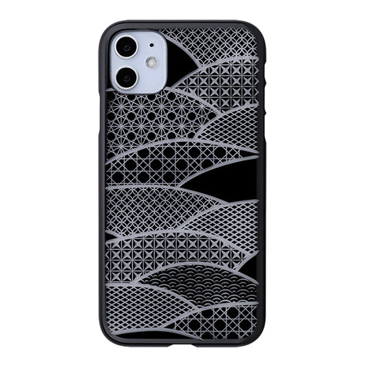 【Web限定】Air Jacket “kiriko” for iPhone11 千代柄(扇) (ピアノブラック)