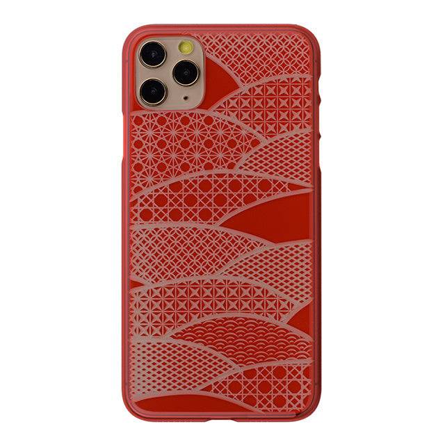 【Web限定】Air Jacket “kiriko” for iPhone11 Pro Max 千代柄(扇) (紅)