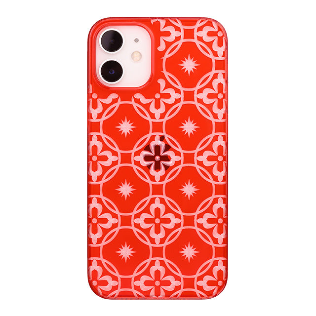 【Web限定】Air Jacket “kiriko” for iPhone12 mini 七宝に花十字 (紅)