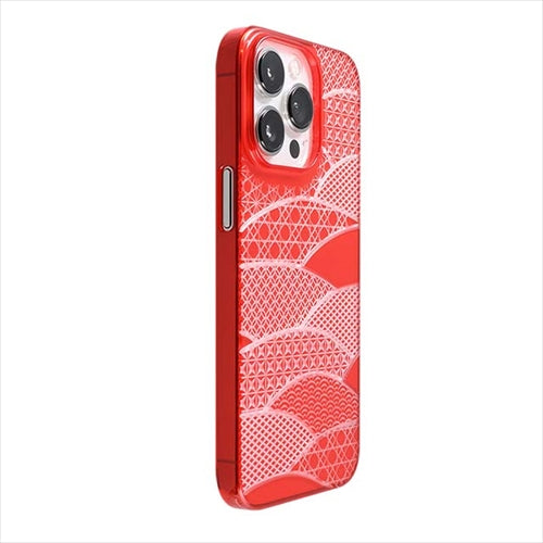 【Web限定】Air Jacket "kiriko" for iPhone 14 Pro Max 千代柄（扇）(紅)