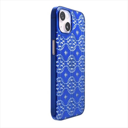 【Web限定】Air Jacket "kiriko" for iPhone 14 七宝に花十字(瑠璃)