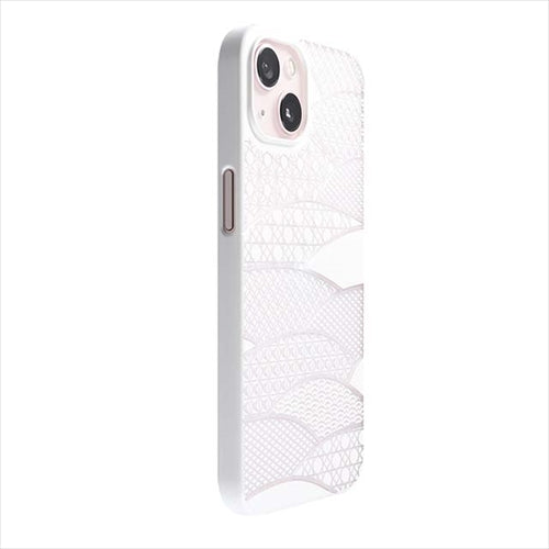 【Web限定】Air Jacket "kiriko" for iPhone 14 千代柄（扇）(ピュアホワイト)