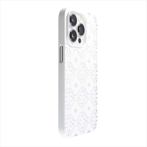 【Web限定】Air Jacket "kiriko" for iPhone 14 Pro 七宝に花十字(ピュアホワイト)