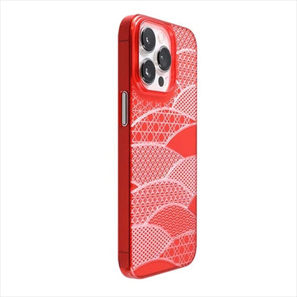 【Web限定】Air Jacket "kiriko" for iPhone 14 Pro 千代柄（扇）(紅)