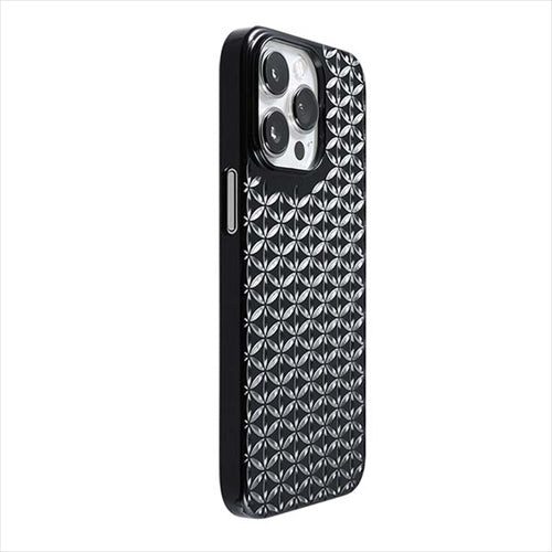 【Web限定】Air Jacket "kiriko" for iPhone 15 Pro Max 麻の葉つなぎ(ピアノブラック)