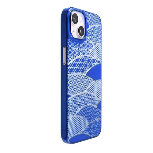 【Web限定】Air Jacket "kiriko" for iPhone 15 千代柄（扇）(瑠璃)