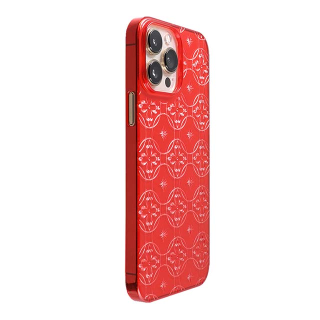 【Web限定】Air Jacket "kiriko" for iPhone 13 Pro Max 七宝に花十字 (紅)