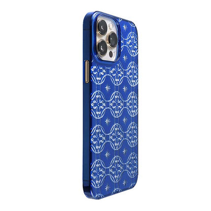 【Web限定】Air Jacket "kiriko" for iPhone 13 Pro Max 七宝に花十字 (瑠璃)