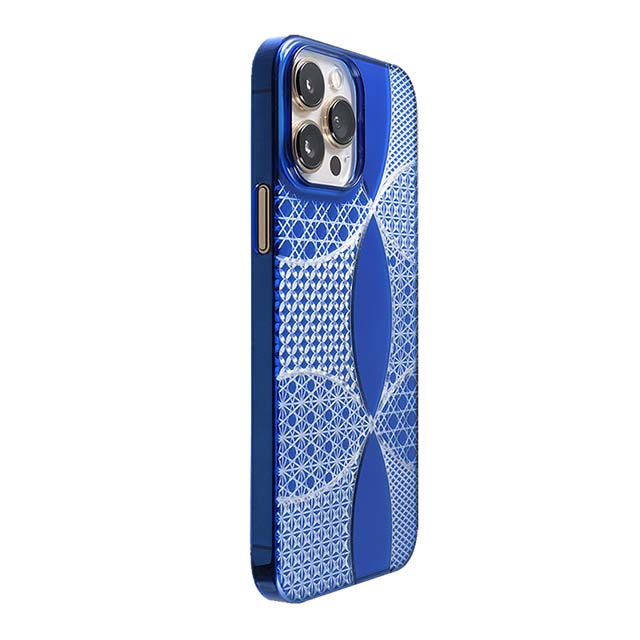 【Web限定】Air Jacket "kiriko" for iPhone 13 Pro Max 千代柄（七宝） (瑠璃)