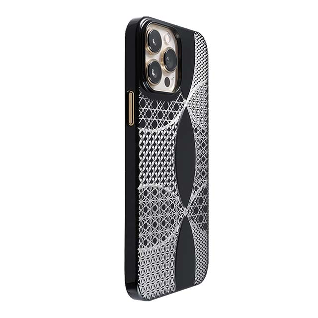 【Web限定】Air Jacket "kiriko" for iPhone 13 Pro Max 千代柄（七宝） (ピアノブラック)