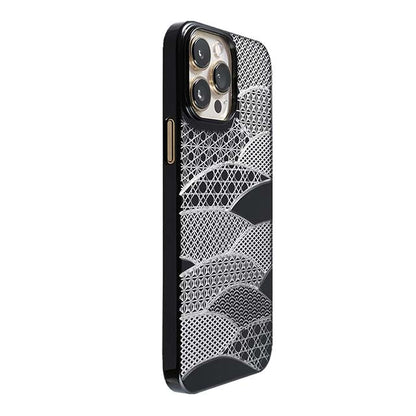 【Web限定】Air Jacket "kiriko" for iPhone 13 Pro Max 千代柄（扇） (ピアノブラック)