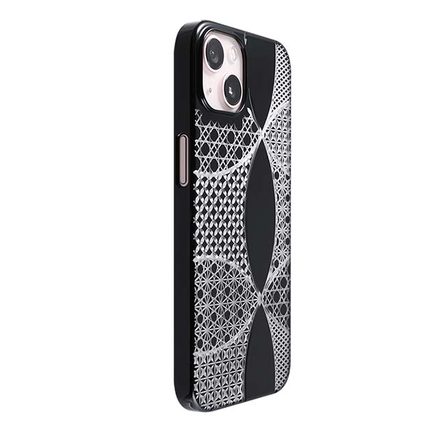 【Web限定】Air Jacket "kiriko" for iPhone 13 千代柄（七宝） (ピアノブラック)