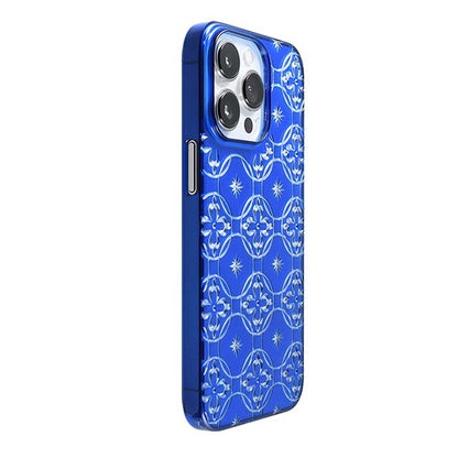 【Web限定】Air Jacket "kiriko" for iPhone 13 Pro 七宝に花十字 (瑠璃)