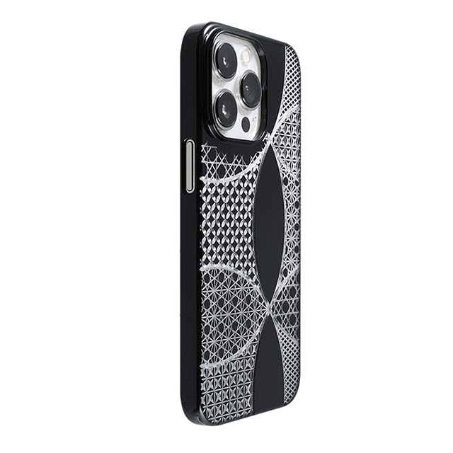 【Web限定】Air Jacket "kiriko" for iPhone 13 Pro 千代柄（七宝） (ピアノブラック)