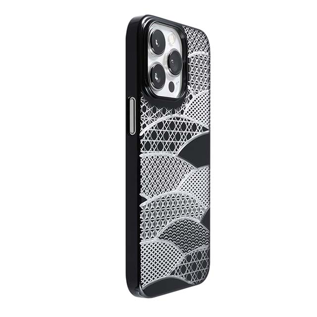 【Web限定】Air Jacket "kiriko" for iPhone 13 Pro 千代柄（扇） (ピアノブラック)