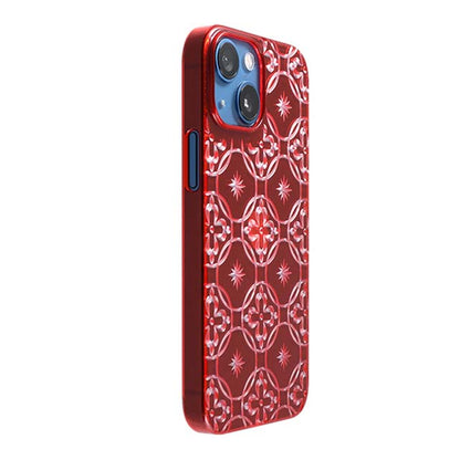 【Web限定】Air Jacket "kiriko" for iPhone 13 mini 七宝に花十字 (紅)