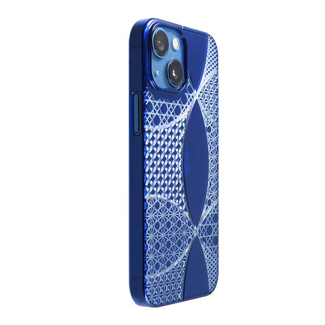 【Web限定】Air Jacket "kiriko" for iPhone 13 mini 千代柄（七宝） (瑠璃)