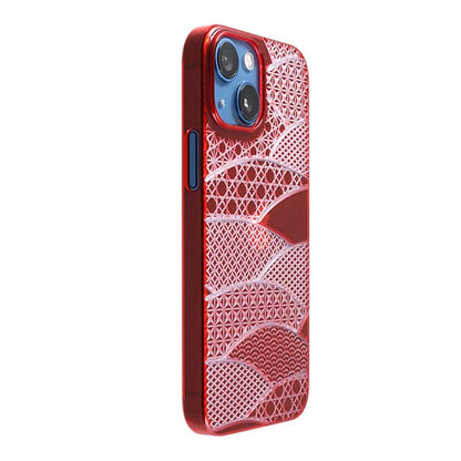 【Web限定】Air Jacket "kiriko" for iPhone 13 mini 千代柄（扇） (紅)