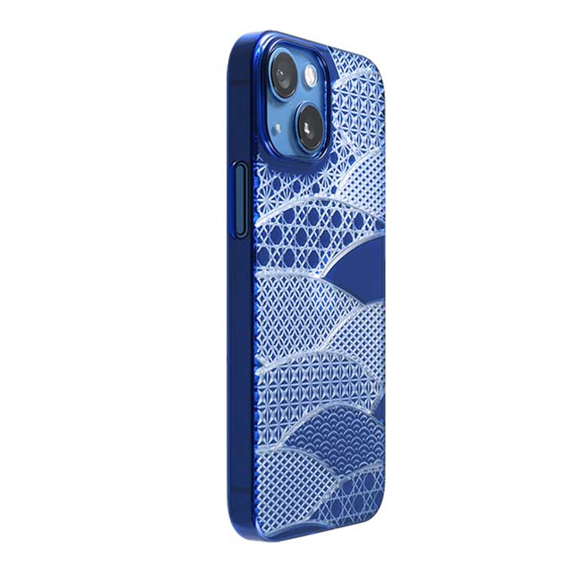 【Web限定】Air Jacket "kiriko" for iPhone 13 mini 千代柄（扇） (瑠璃)