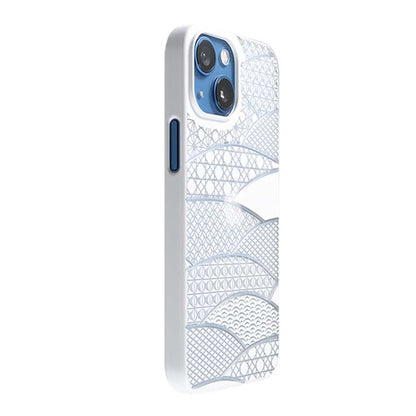 【Web限定】Air Jacket "kiriko" for iPhone 13 mini 千代柄（扇） (ピュアホワイト)