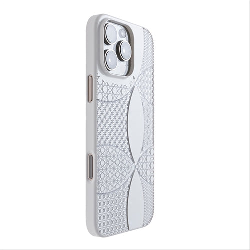 【Web限定】Air Jacket "kiriko" for iPhone 16 Pro Max 千代柄（七宝）(ピュアホワイト)