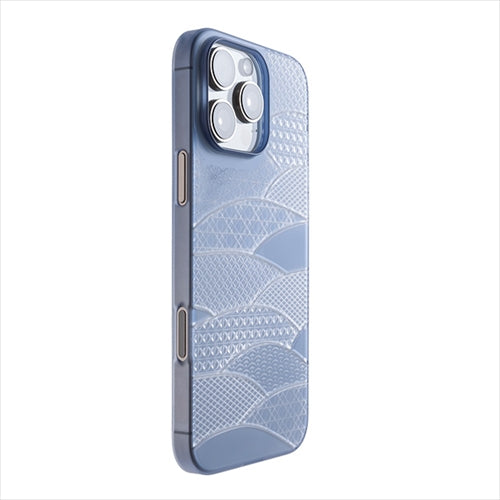 【Web限定】Air Jacket "kiriko" for iPhone 16 Pro Max 千代柄（扇）(クリアネイビー)