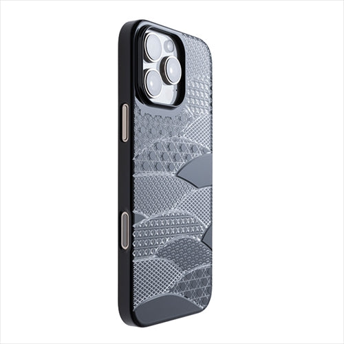 【Web限定】Air Jacket "kiriko" for iPhone 16 Pro Max 千代柄（扇）(ピアノブラック)