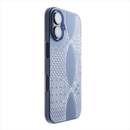 【Web限定】Air Jacket "kiriko" for iPhone 16 千代柄（七宝）(クリアネイビー)