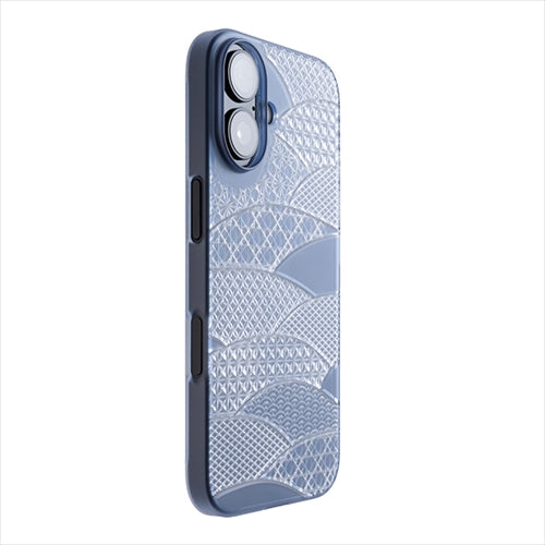 【Web限定】Air Jacket "kiriko" for iPhone 16 千代柄（扇）(クリアネイビー)