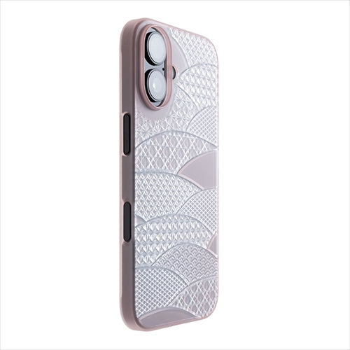 【Web限定】Air Jacket "kiriko" for iPhone 16 千代柄（扇）(クリアピンク)