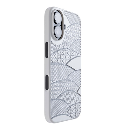 【Web限定】Air Jacket "kiriko" for iPhone 16 千代柄（扇）(ピュアホワイト)