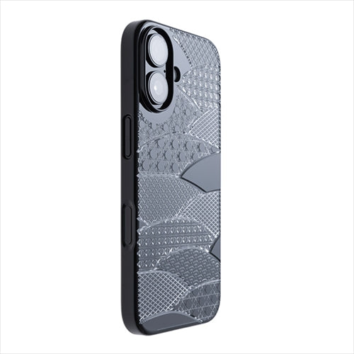 【Web限定】Air Jacket "kiriko" for iPhone 16 千代柄（扇）(ピアノブラック)