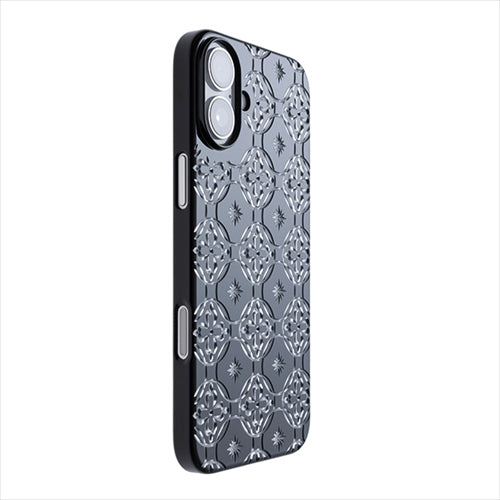 【Web限定】Air Jacket "kiriko" for iPhone 16 Plus 七宝に花十字(ピアノブラック)